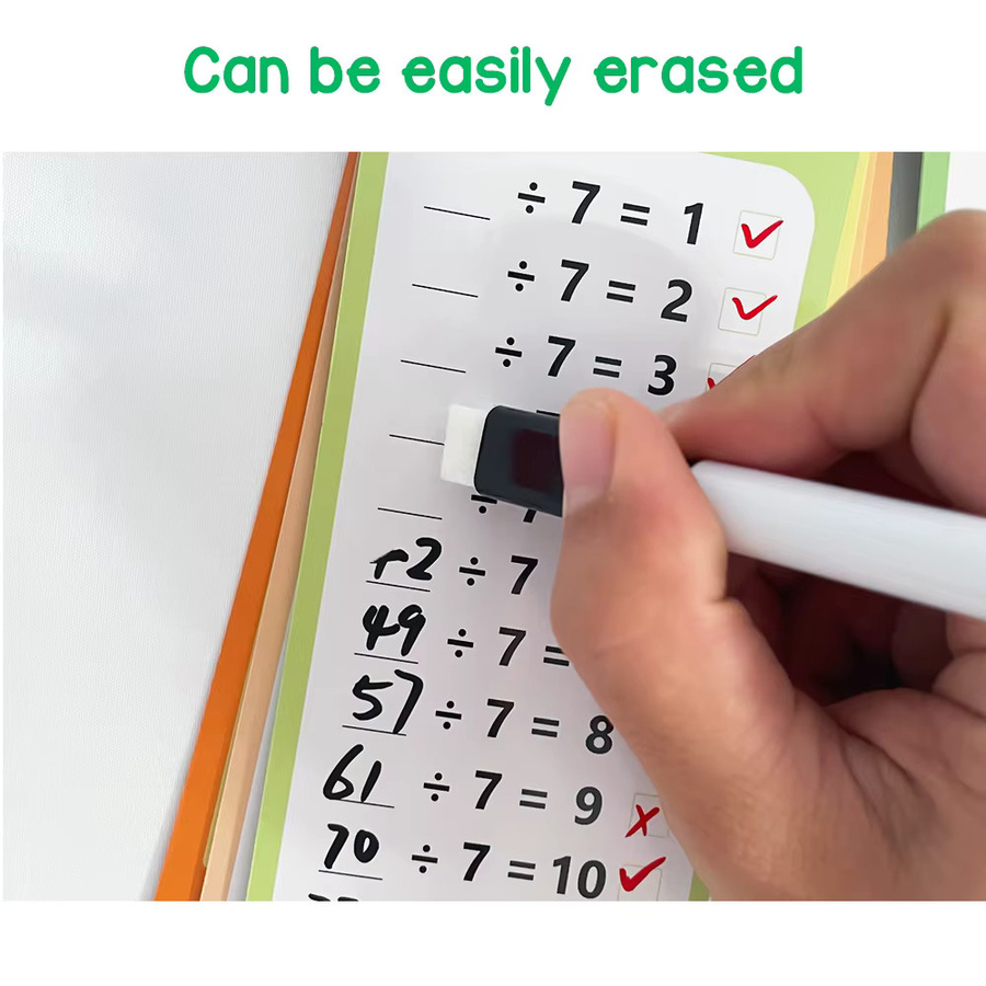 QKX Mathe-Tischkarten zum Selbstprüfen für Montessori-Lernwerkzeuge, Set für Addition, Subtraktion, Multiplikation und Division, Mehrfarbig - Bild 2