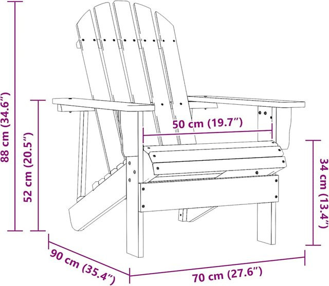 Adirondack Gartenstuhl mit Tisch aus Massivholz Kiefer in Weiß von VD Home Furnishing - Bild 1