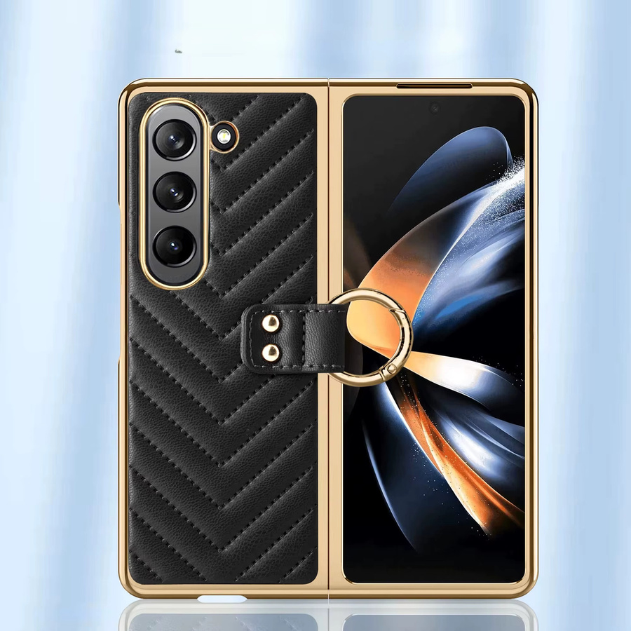 Samsung Handyhülle mit Ringhalter, kabellosem Laden und Glasfrontfolie für Galaxy Z Fold 7, 6, 5, 4, 3 in Purple - Bild 2