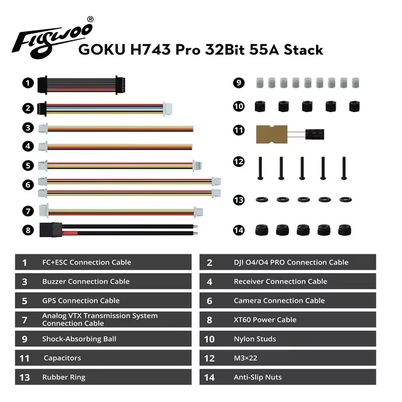 Flywoo GOKU H743 PRO Stack Flugcontroller mit G55M AM32 55A 4in1 ESC 30x30 mm - Bild 3