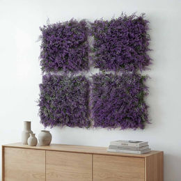 MCW Wandpaneel MCW-O95 Pflanzenwand als Kunstpflanze für In- und Outdoor-Dekoration, lila/grüne Blätter, 4 Stück, B/H: 50 x 50 cm pro Paneel - Bild 1