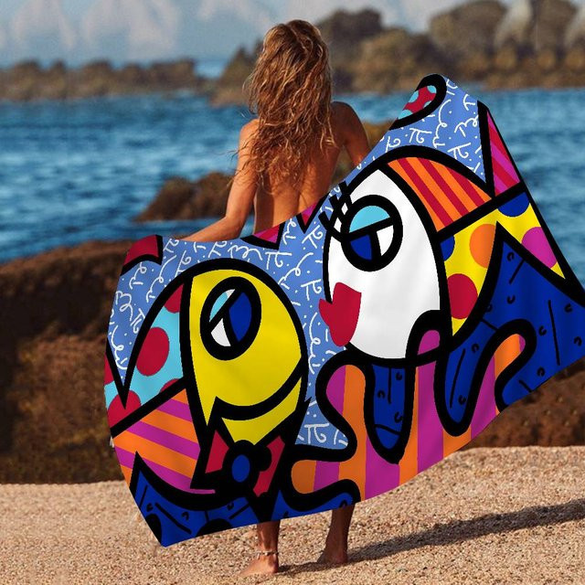 Britto Kunst Dekoratives Mikrofaser Strandtuch von JMG Household Supplies, Multicolour, B/H: 80 x 160 cm - Bild 1