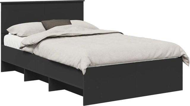 vidaXL Bettrahmen mit Kopfteil in Schwarz aus Holzwerkstoff, B/T/H: 120 x 200 x 123 cm - Bild 1