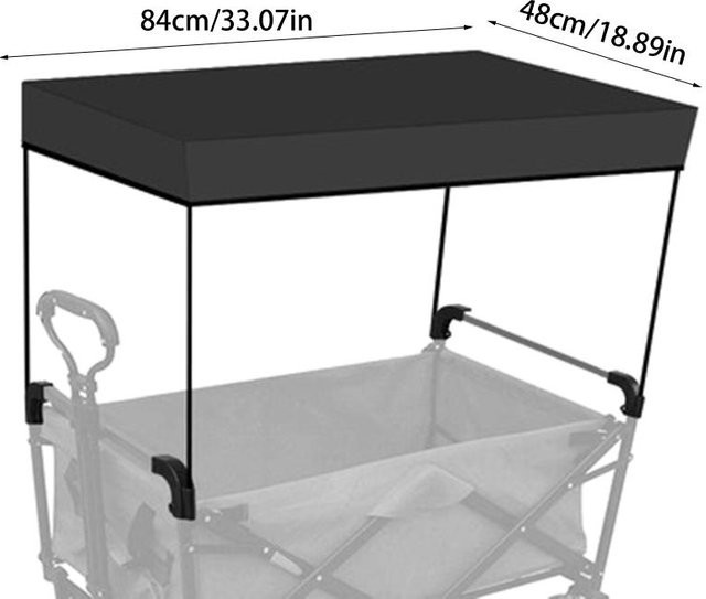 TuoHai Camping Bollerwagen Dach mit abnehmbarer Markise als Sonnenschutz in Schwarz aus Polyester - Bild 1