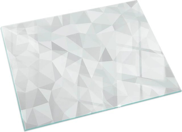 Tulup Glasplatte für Kamin mit abstraktem geometrischem Muster in Grau, B/T: 60 x 40 cm - Bild 1