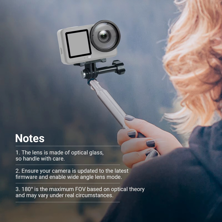 NEEWER Weitwinkelobjektiv für DJI Osmo Action 6 mit 180 Grad FOV aus HD optischem Glas in Schwarz - Bild 2