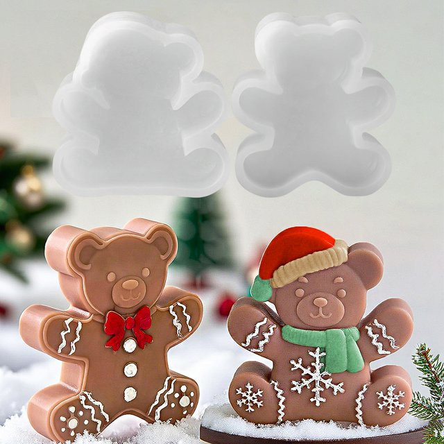 UDOCOOL Silikonform Weihnachtsbär für DIY Duftkerzen, Seife und Harz zum Basteln - Bild 1