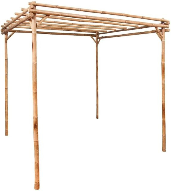 DELUKE LEOD Pergola aus Holz und Bambus in Braun-antik als Terrassenüberdachung und Rankhilfe für den Garten, B/T/H: 170 x 170 x 220 cm - Bild 1