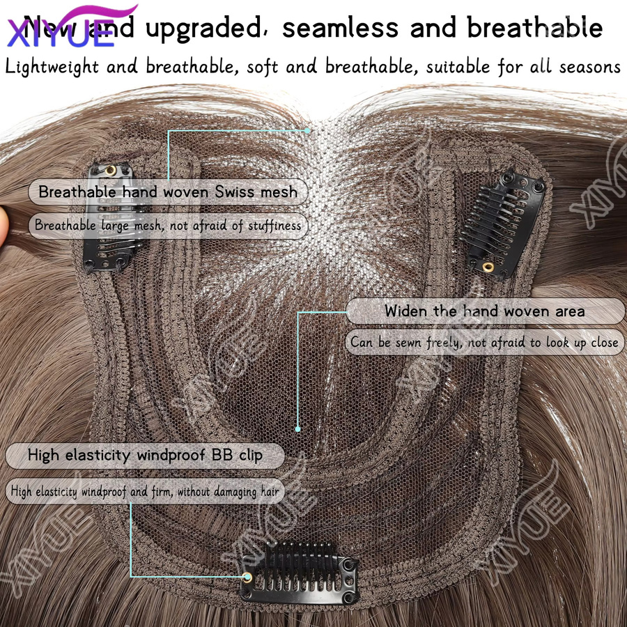XIYUE Haarperücke Clip-in-Haarverlängerungen, synthetisch, mit Pony - Bild 2