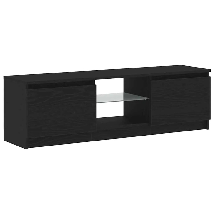 vidaXL TV-Schrank mit LED-Leuchten in Eiche Schwarz, B/T/H: 120 x 30 x 36 cm - Bild 2