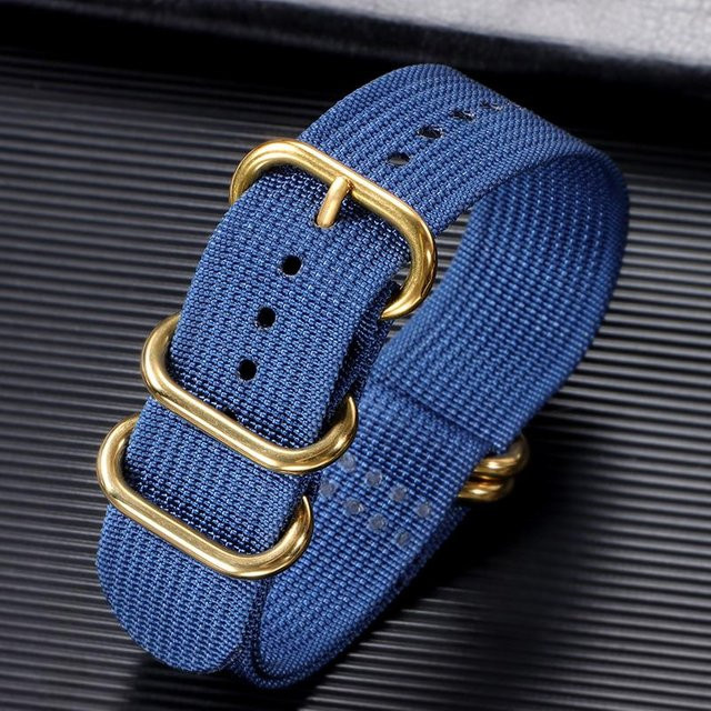 TolTales Uhrenarmband Textil/NATO, Gold, blue, Unisex, 22mm - Bild 1