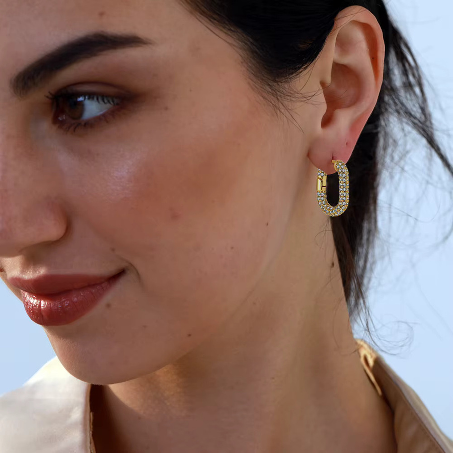 Erpels Creolen, 14 Karat vergoldet, Zirkonia, Damen - Bild 2