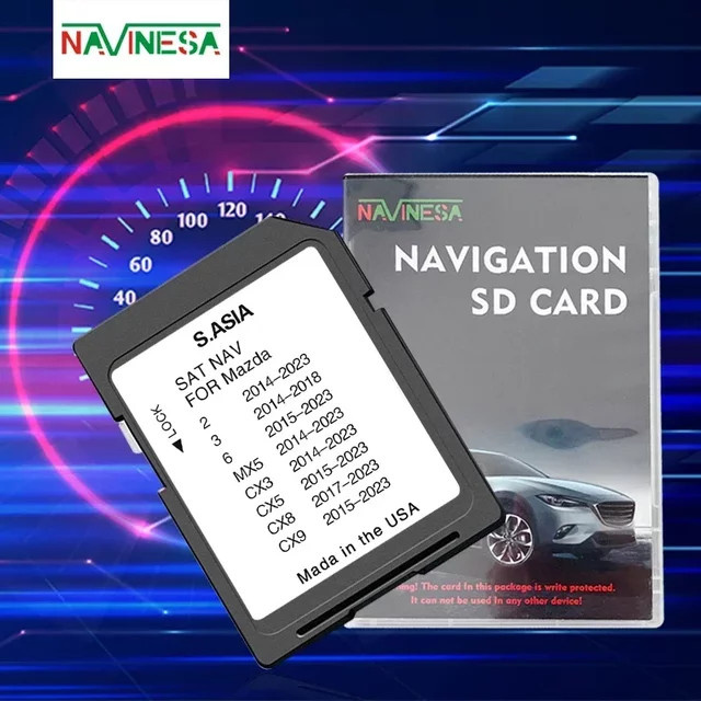 NAVINESA Südasiatische Karten für Mazda 2 3 6 MX5 CX3 CX5 CX8 CX9 Vehicle Connect 1 Navigation 2023 Version Software Update Sat Nav 8 GB Schwarz - Bild 1
