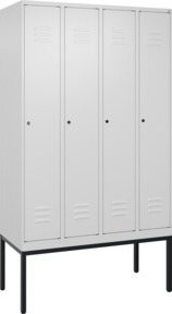 C+P Spind Classic PLUS Garderobenschrank mit 4 Abteilen, Farbe: Grau, H x B x T: 212 x 120 x 50 cm, mit Zylinderschloss und Garderobenhaken - Bild 1