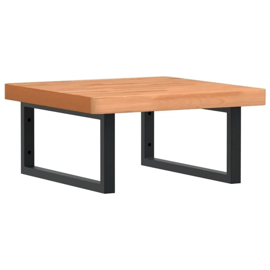 vidaXL Waschbeckenregal zur Wandmontage aus Stahl und Buche Massivholz in Schwarz und Braun, B/T/H: 50 x 45 x 45 cm - Bild 2