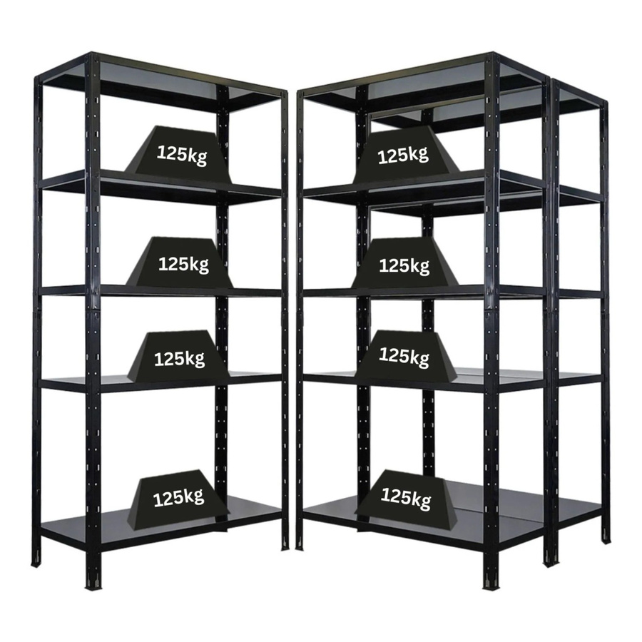 PROREGAL 3er Set Schwerlastregal Ares in Schwarz mit verstellbaren Fachböden, H x B x T: 180 x 90 x 40 cm - Bild 2