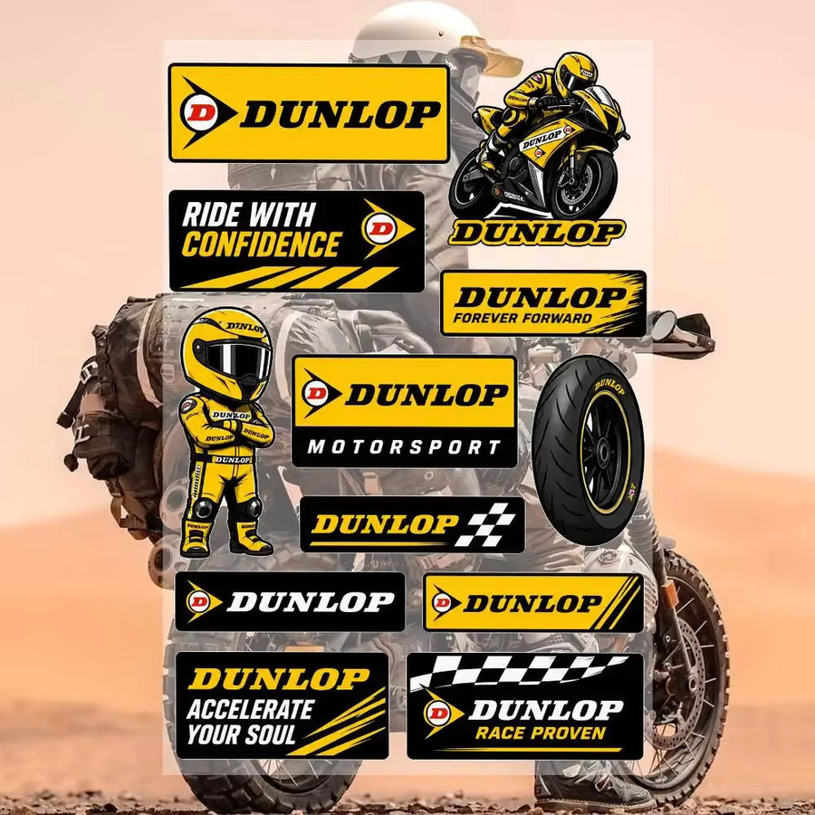 Dunlop Wasserdichte Vinyl-Aufkleber in Multicolour für Auto, Motorrad, Fahrrad, Skateboard, Laptop, Flasche und Handy - Bild 2