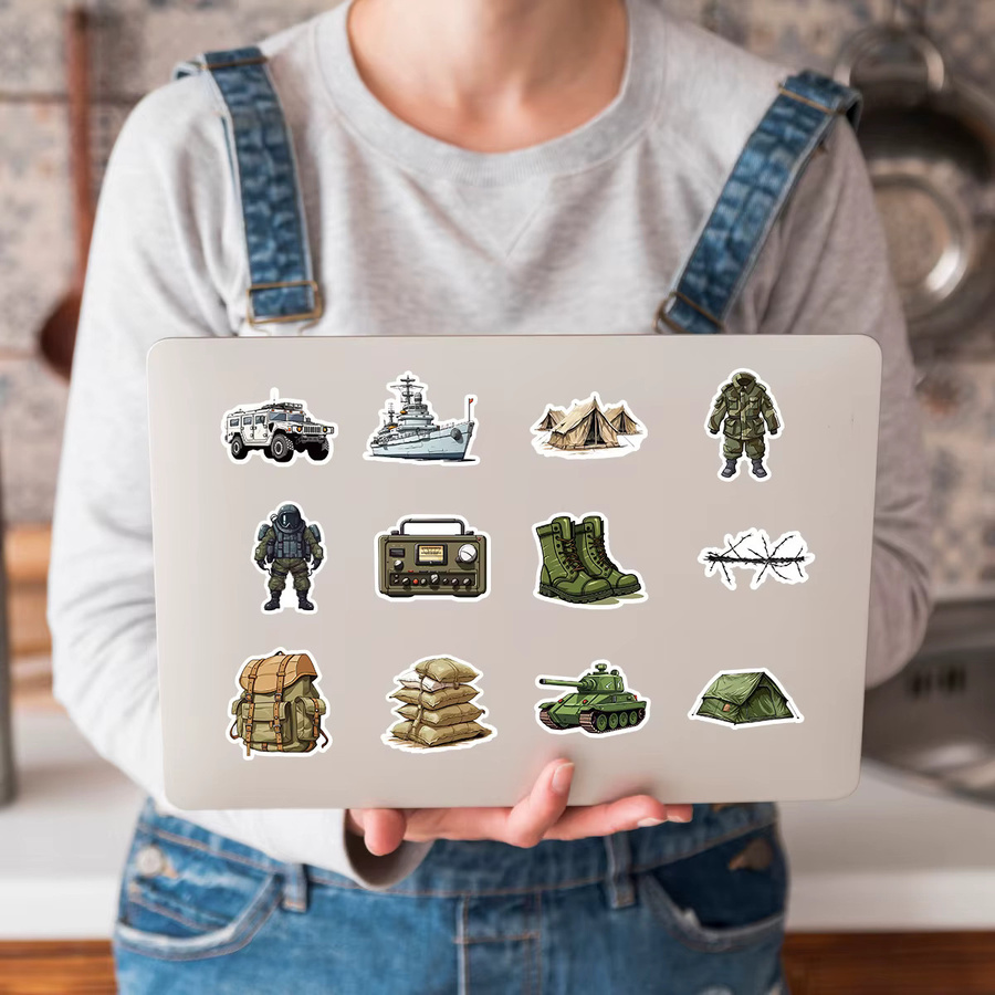 50 Stück Cartoon-Aufkleber im Militär-Design für Notebook, Schreibwaren und Laptop, Mehrfarbig - Bild 3