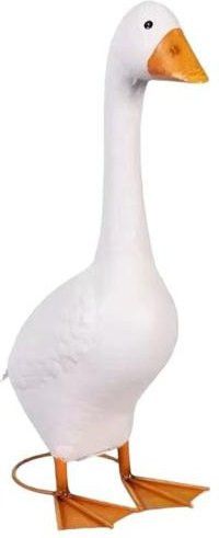 Weiße Keramik-Gans-Statue von Full in Love House als Gartendekoration für Terrasse und Balkon, Höhe: 43 cm - Bild 1