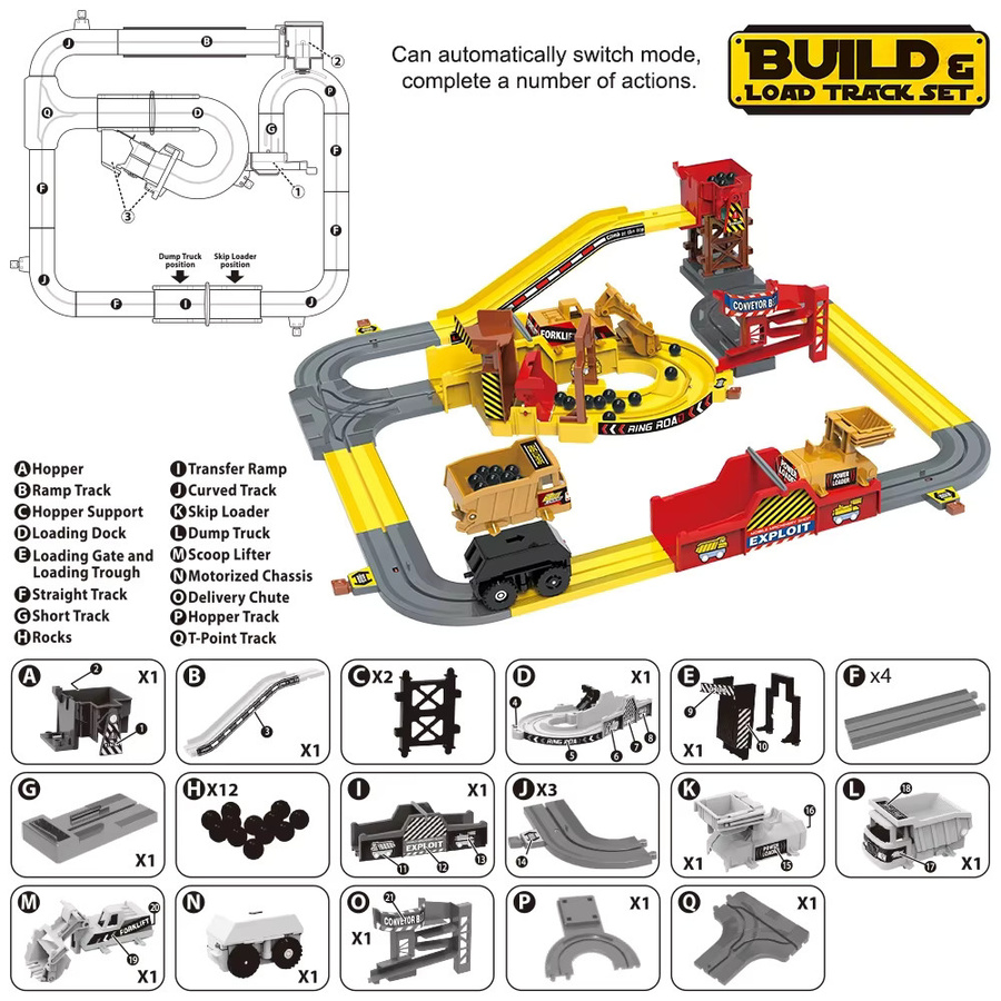 yaafun Minenwagen Ingenieurfahrzeug, Eisenbahnschienen-Set, elektrisches Lernspielzeug, ab 0 Jahren - Bild 4