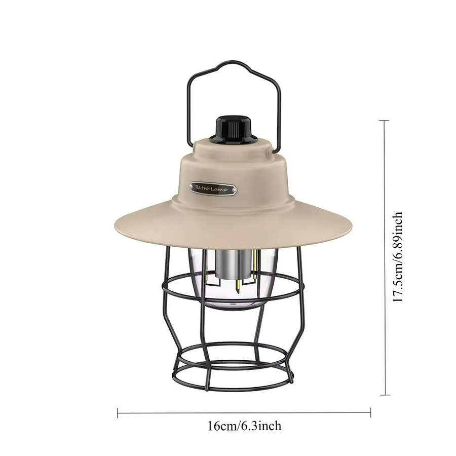 JOYINLED Vintage LED Campinglampe Batteriebetrieben mit Haken für Notfälle und Zeltbeleuchtung, Warmweiß - Bild 2