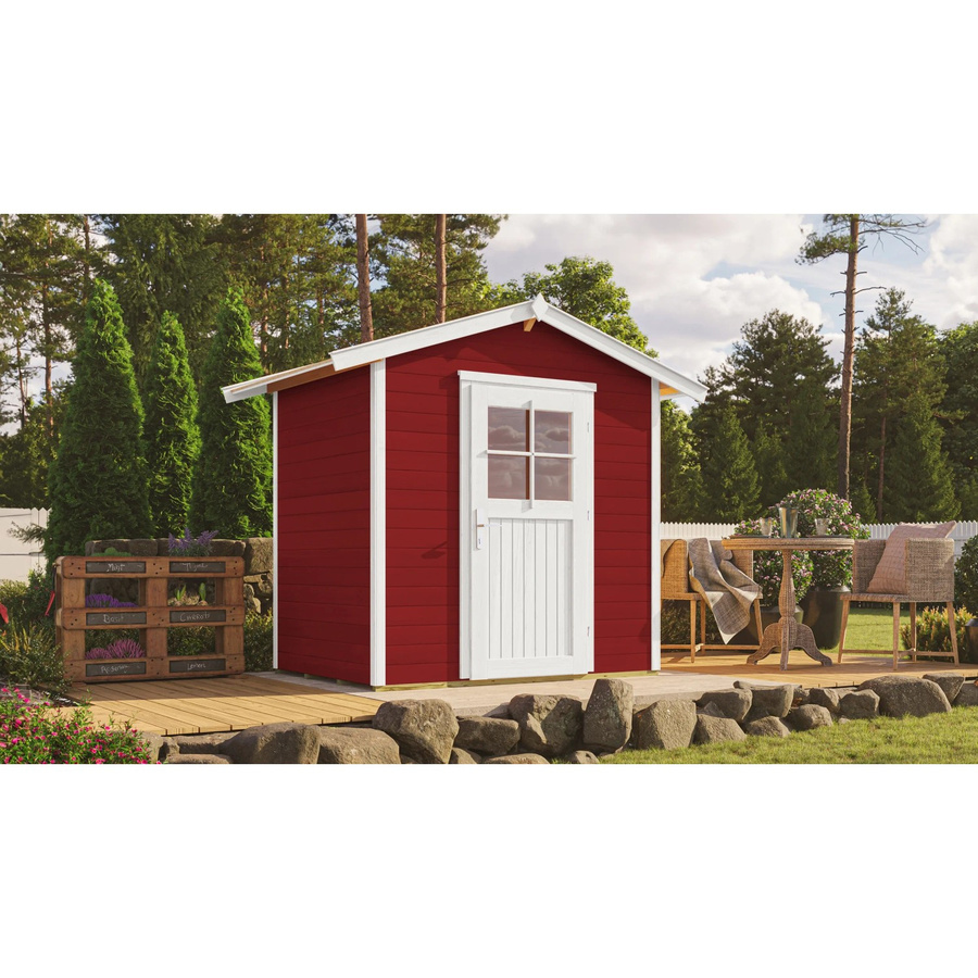 OBI Outdoor Living Holz-Gartenhaus Monza mit Satteldach in Schwedenrot-weiß, B/T/H: 174 x 174 x 227 cm - Bild 2