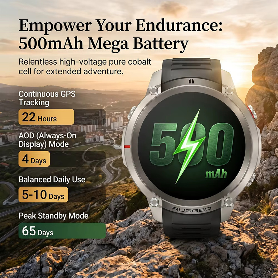 GUHUAVMI Outdoor-Sport-GPS-Smartwatch mit 1,43-Zoll-Bildschirm, Offline-Karte, NFC, Bluetooth-Anruf und 5ATM Wasserdichtigkeit in Gold - Bild 5