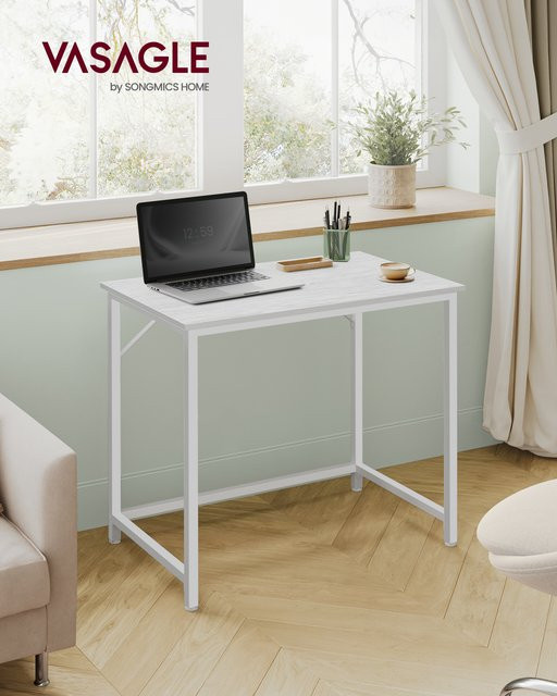 VASAGLE Schreibtisch Modern in Schwarz mit Metallbeinen und marmorierter Oberfläche - Bild 1