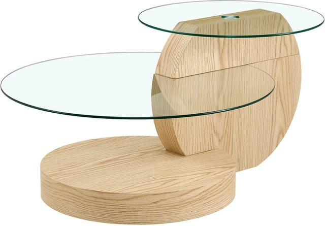 okwish Couchtisch mit Glas und zwei Ebenen in Schwarz und Transparent für dein Wohnzimmer, B/T/H: 90 x 70 x 44 cm - Bild 1