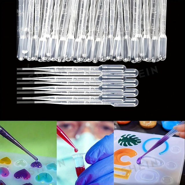 Chxiuu 100 Stück Einweg Kunststoff Pipetten transparent mit Graduierung für DIY Epoxidharz und Schmuckherstellung 1-3 ml - Bild 1