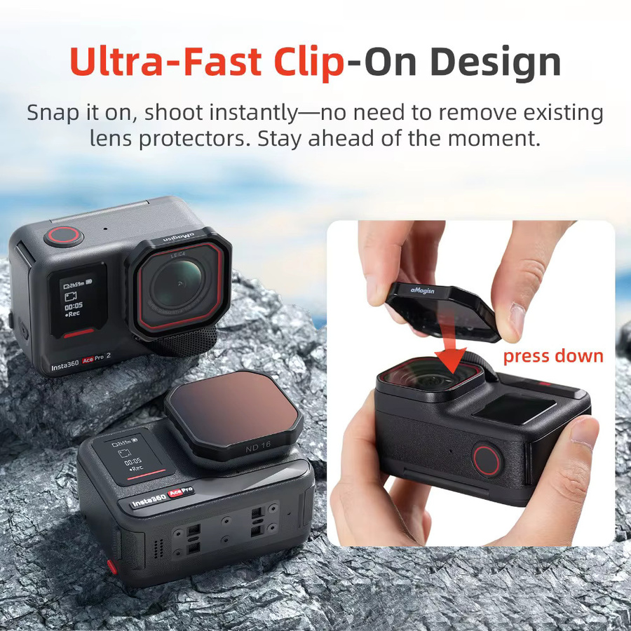 aMagisn Kamera-Einbaulinsenfilter für Insta360 Ace Pro 2 und AcePro, UV CPL ND8 ND16 ND32 ND64 Linsenschutzfilter Zubehör, Schwarz - Bild 4