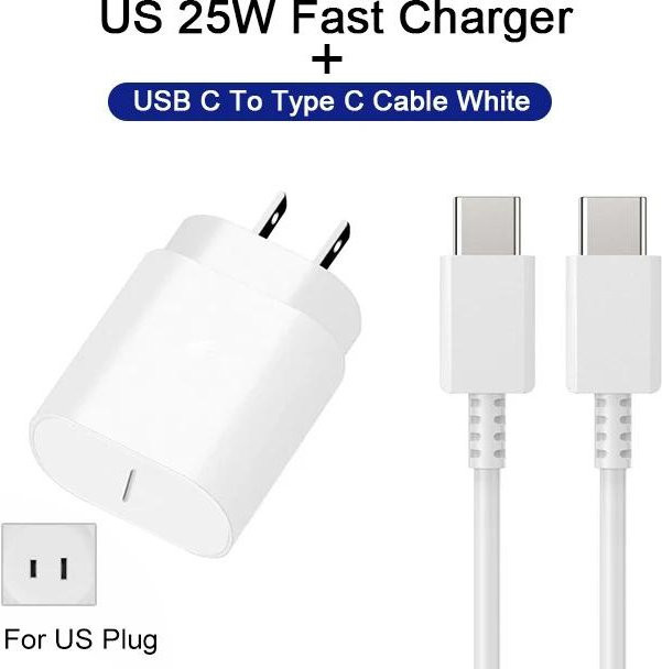 Samsung 25W USB Typ C Schnellladegerät mit Ladekabel in Weiß - Bild 1