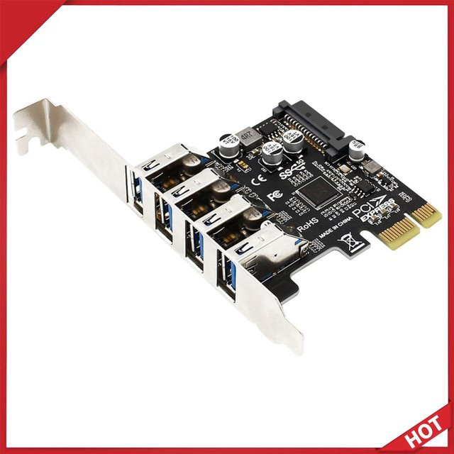VODOOL PCIe USB 3.0 Erweiterungskarte mit 4 Ports, USB Expansion Card in Schwarz - Bild 1