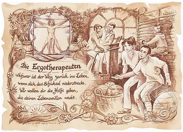 Zunftbild Ergotherapeut als Vintage Poster auf Antikpapier, Farbe: Multicolour, Format: A4 - Bild 1