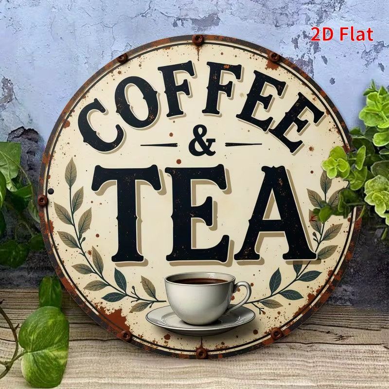 Potdemiel Vintage Coffee & Tea Metallschild rund Durchmesser: 20 cm - Bild 5