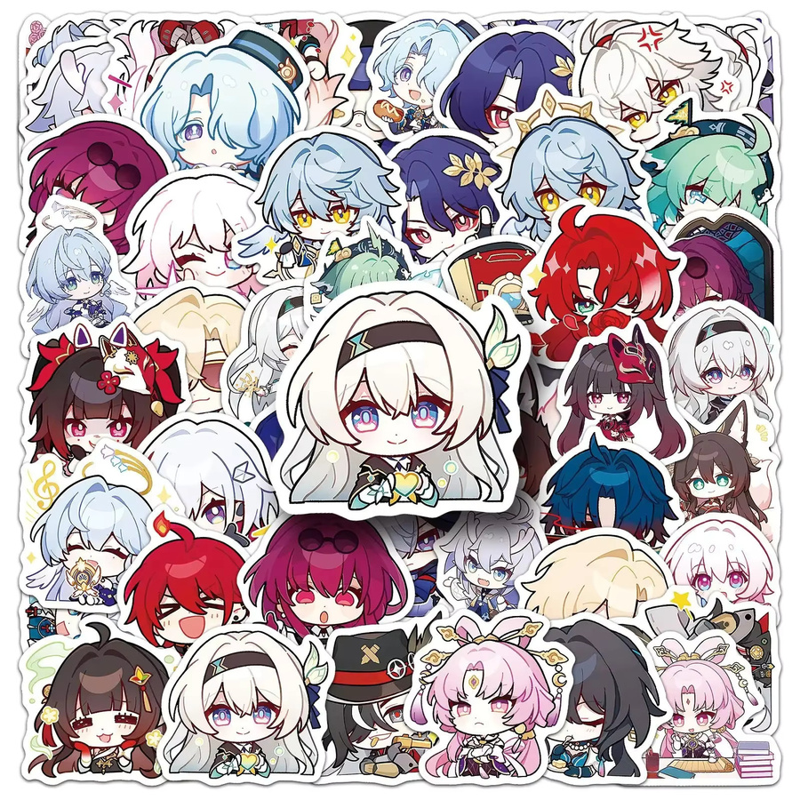 50 Stück Honkai Star Rail Chibi Cartoon Aufkleber von GOGOTU in Multicolour für Laptop, Telefon und Gepäck - Bild 2