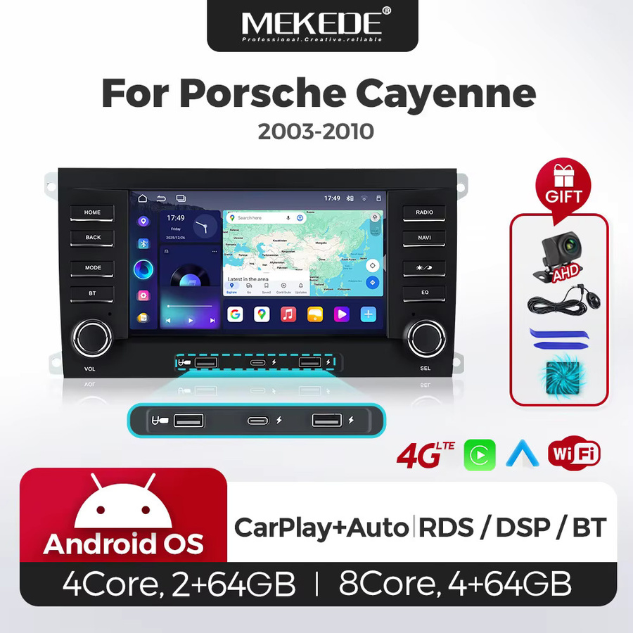 MEKEDE Smart Car System Autoradio mit 7 Zoll IPS-Touchscreen, kabelloses CarPlay und Android Auto, GPS-Navigation und Bluetooth für Porsche Cayenne 955 957 9PA (2002 - 2010), Schwarz - Bild 2
