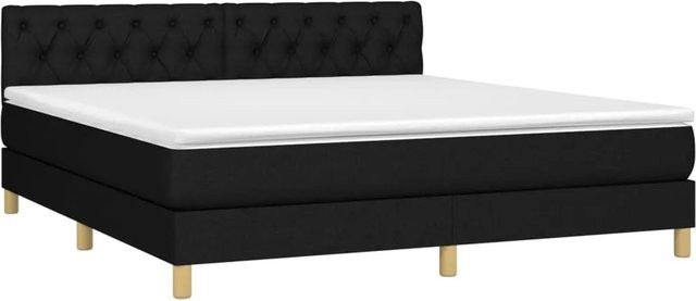 vidaXL Boxspringbett mit Matratze in Schwarz, Hybridbett mit LED-Unterbettbeleuchtung und USB-Anschluss, Stoff, B/T/H: 160 x 200 x 78 cm - Bild 1