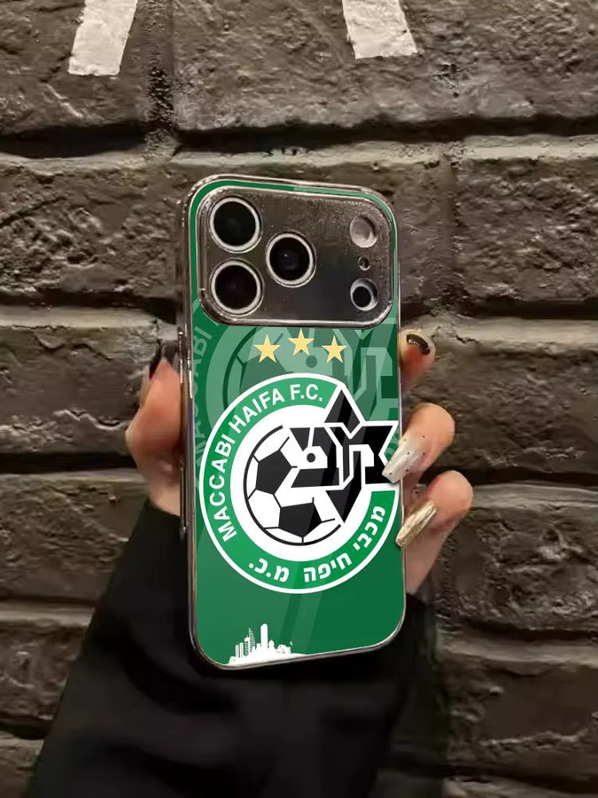 M-Maccabi H-Haifa Handyhülle für iPhone 17 16 15 14 13 12 Pro Max Plus mit Metall-Bumper und gehärteter Glasrückseite in Grün - Bild 6