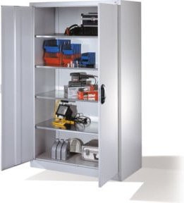 C+P Werkzeugschrank mit Drehtüren und 4 Regalböden in Lichtgrau, H: 195 cm, B: 120 cm, T: 60 cm - Bild 1