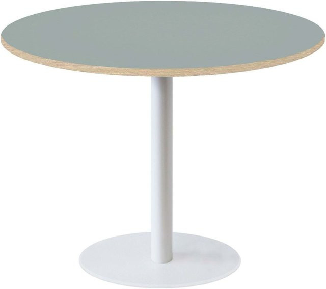 RestooTab Tisch Rome XL rund in Weiß mit grau-braunem Dekor, Höhe: 75 cm, Durchmesser: 120 cm - Bild 1