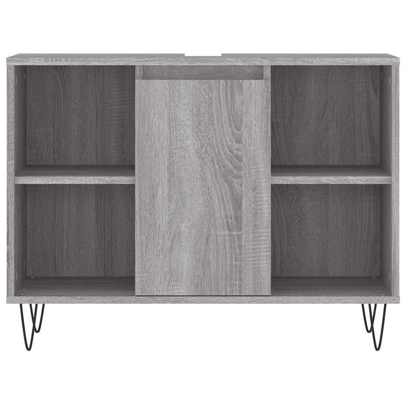 Vidaxl Badezimmerschrank im Industrial Design aus Metall und Verbundstoff, Grau, B: 80 cm, T: 33 cm, H: 60 cm - Bild 1