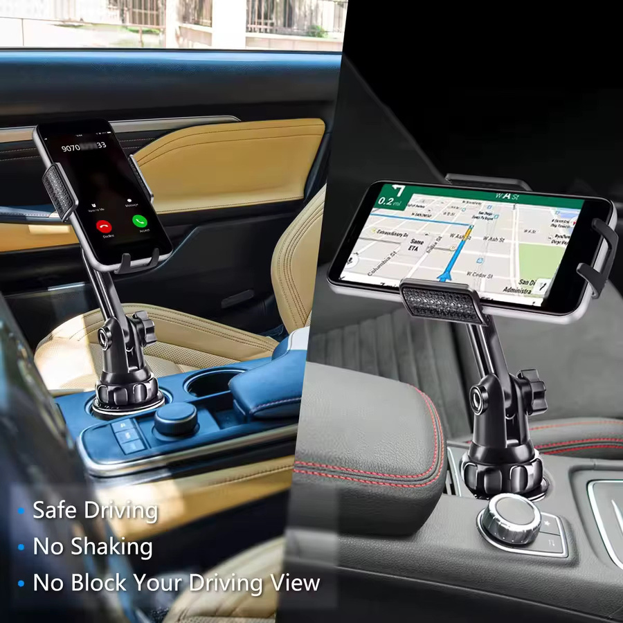 HKNR Universal 360 Grad Auto Becherhalter und Smartphone Halterung in Schwarz für iPhone und Samsung sowie weitere Modelle - Bild 2