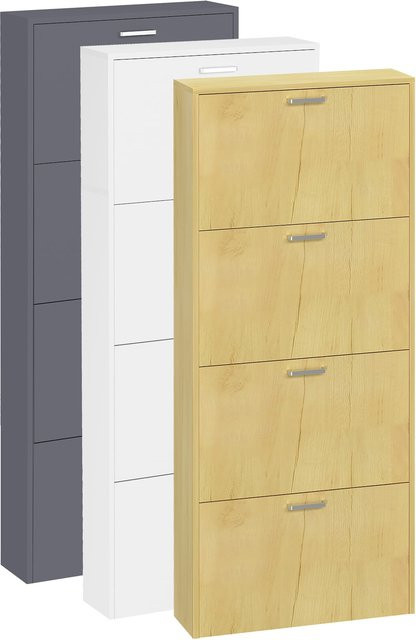 VCM Schuhschrank aus Holz mit 4 Klappfächern für Flur und Diele, B/T/H: 144 x 17 x 59 cm - Bild 1
