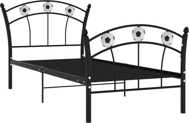 vidaXL Einzelbett mit Fußball-Design aus Metall in Schwarz, B/T: 90 x 200 cm - Bild 1
