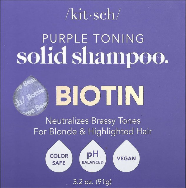 Kitsch Festes Shampoo Lila Tönend, Biotin, 91 g - Bild 1