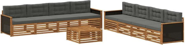 vidaXL Outdoor-Sofagarnitur aus Akazienholz und anthrazitfarbenem Polyester, 9-teiliges Set mit Tisch und Polstern - Bild 1