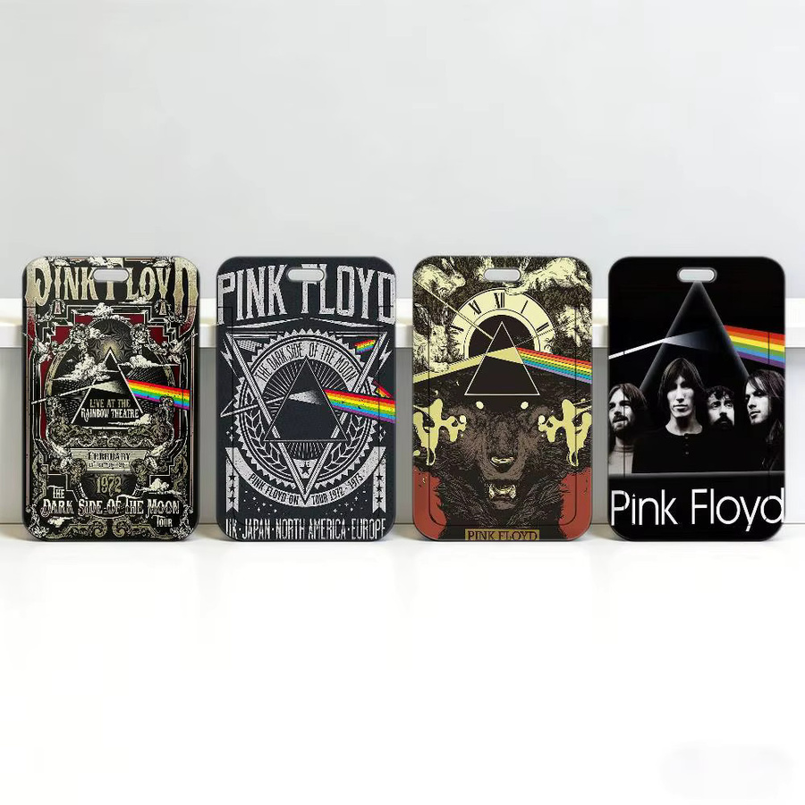 P-Pink F-Floyd Rock Band Premium-Ausweishalter mit Umhängeband in Pink und Multicolour - Bild 2