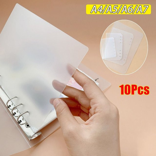 10 Stück Transparente Notizbuch-Trennblätter aus Kunststoff für A4 A5 A6 A7, Matte Trennwände für Ordner und Bürobedarf - Bild 1