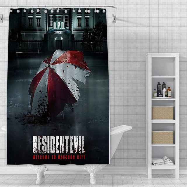Wasserdichter Duschvorhang Resident Evil von Dai Jiaochuan aus Polyester in Bunt mit Haken, B/H: 160 x 160 cm - Bild 1